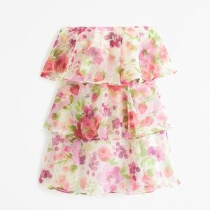 Abercrombie Floral Organza Tiered Strawberry Dress
